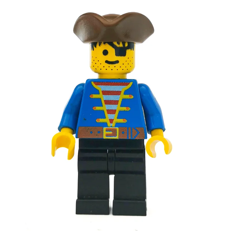 LEGO Minifigur Pirate - Blue Jacket, Black Legs, Brown Tricorne