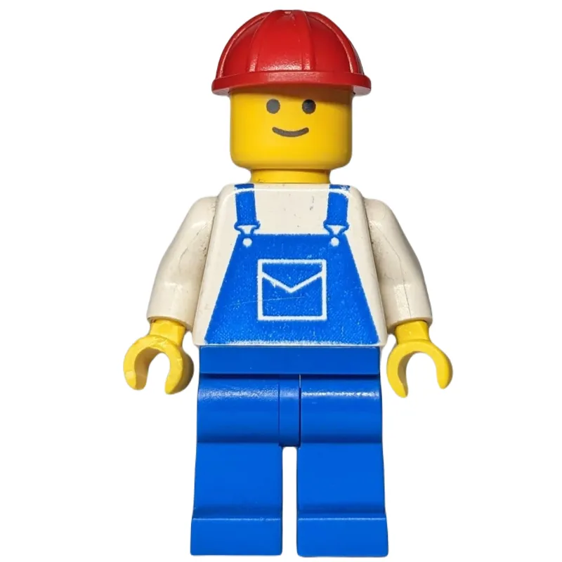 LEGO Minifigur Man, Blue Overalls, Red Hard Hat