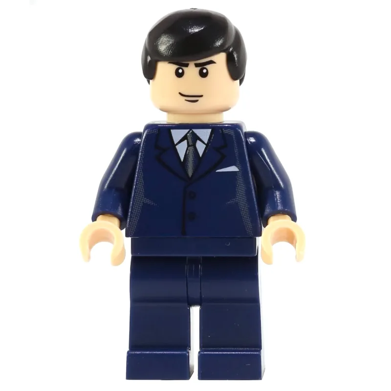 LEGO Minifigur Bruce Wayne, Dark Blue Suit, Black Hair