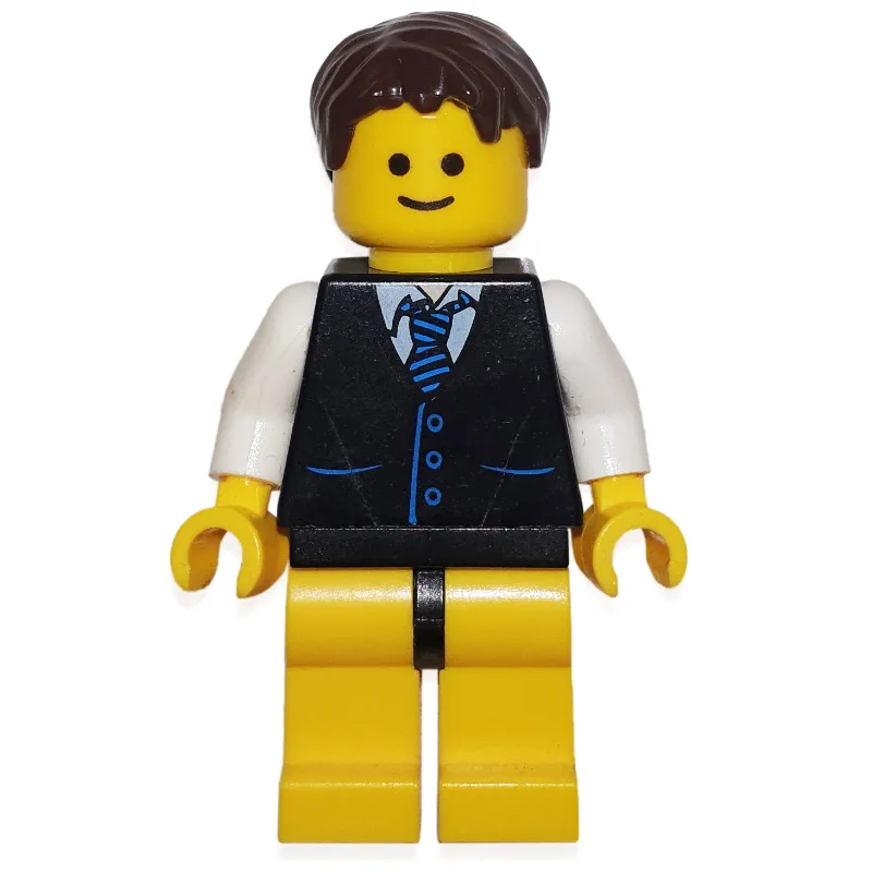 LEGO Minifigur Black Torso Jacket, Yellow Legs, Black Hair