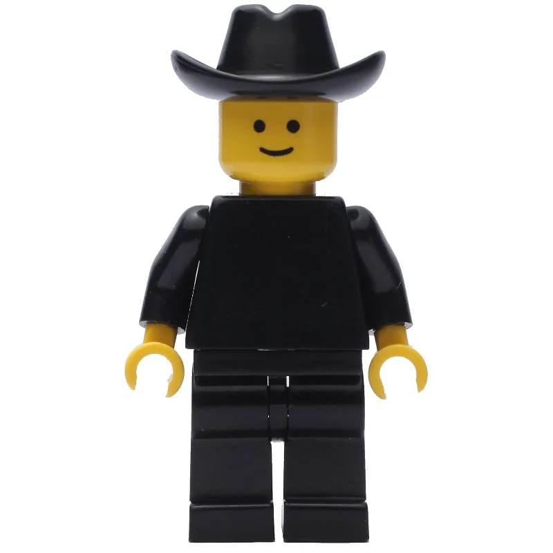 LEGO Minifigur Man, Plain Black, Black Cowboy Hat