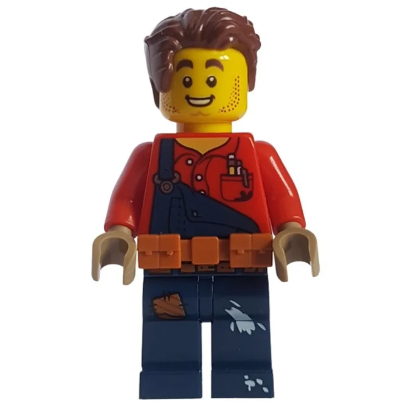 LEGO Minifigur Harl Hubbs, Dark Blue Overalls, Utility Belt