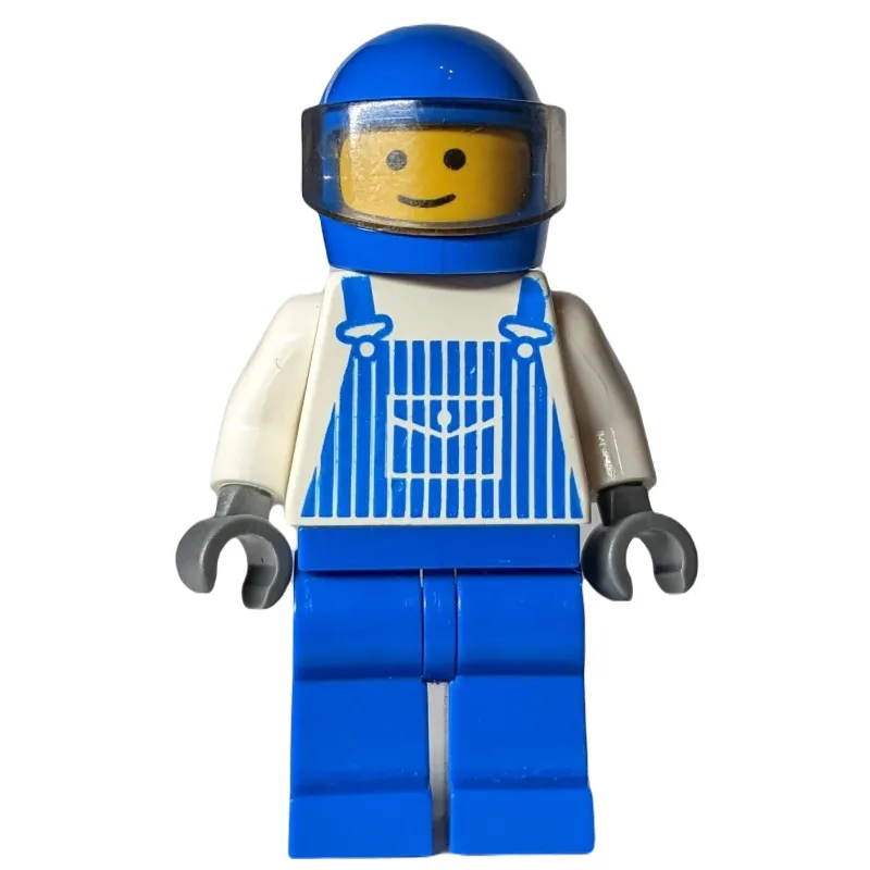 LEGO Minifigur White Torso, Blue Overall, Blue Helmet