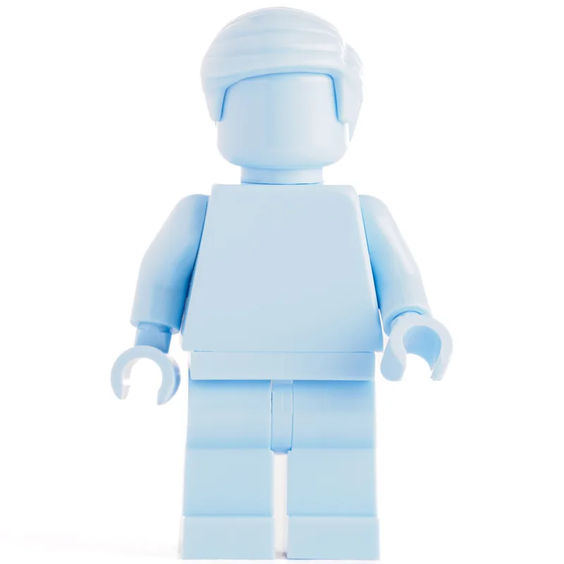 LEGO Minifigur Monochrome Bright Light Blue with Hair