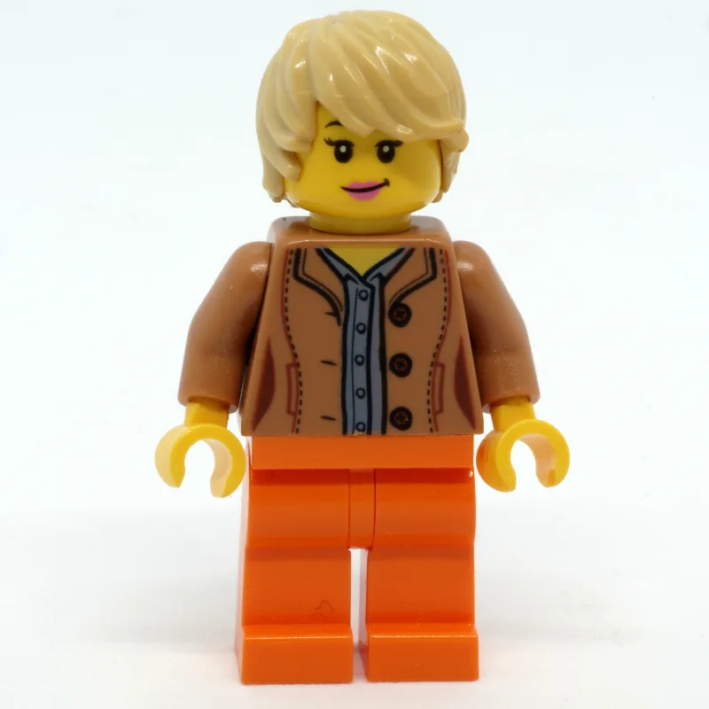LEGO Minifigur Medium Nougat Torso, Bright Light Orange Legs, Tan Hair