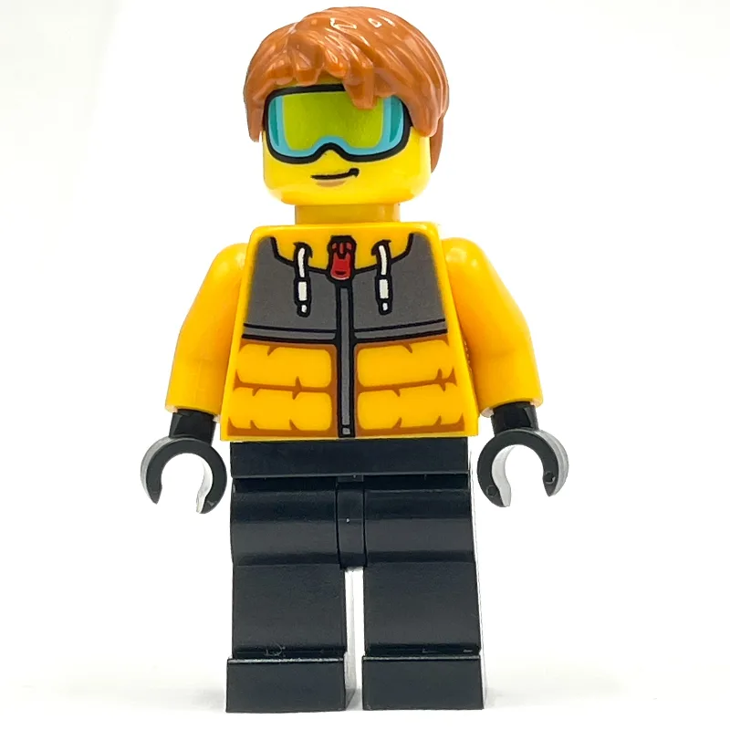 LEGO Minifigur Snow Tuber, Bright Light Orange Jacket, Black Legs